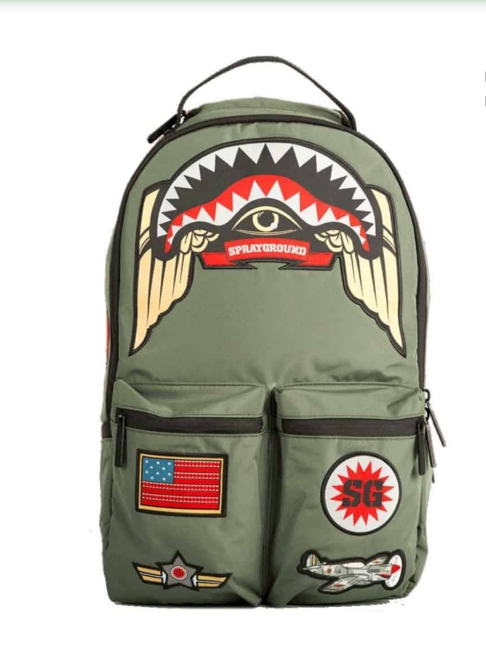 Sprayground B874 Camo Green Army Patches Backpack - Limited Edition 2016